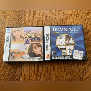 Nintendo DS Game Set: Brain Age 2 & Hannah Montana - Black Cases